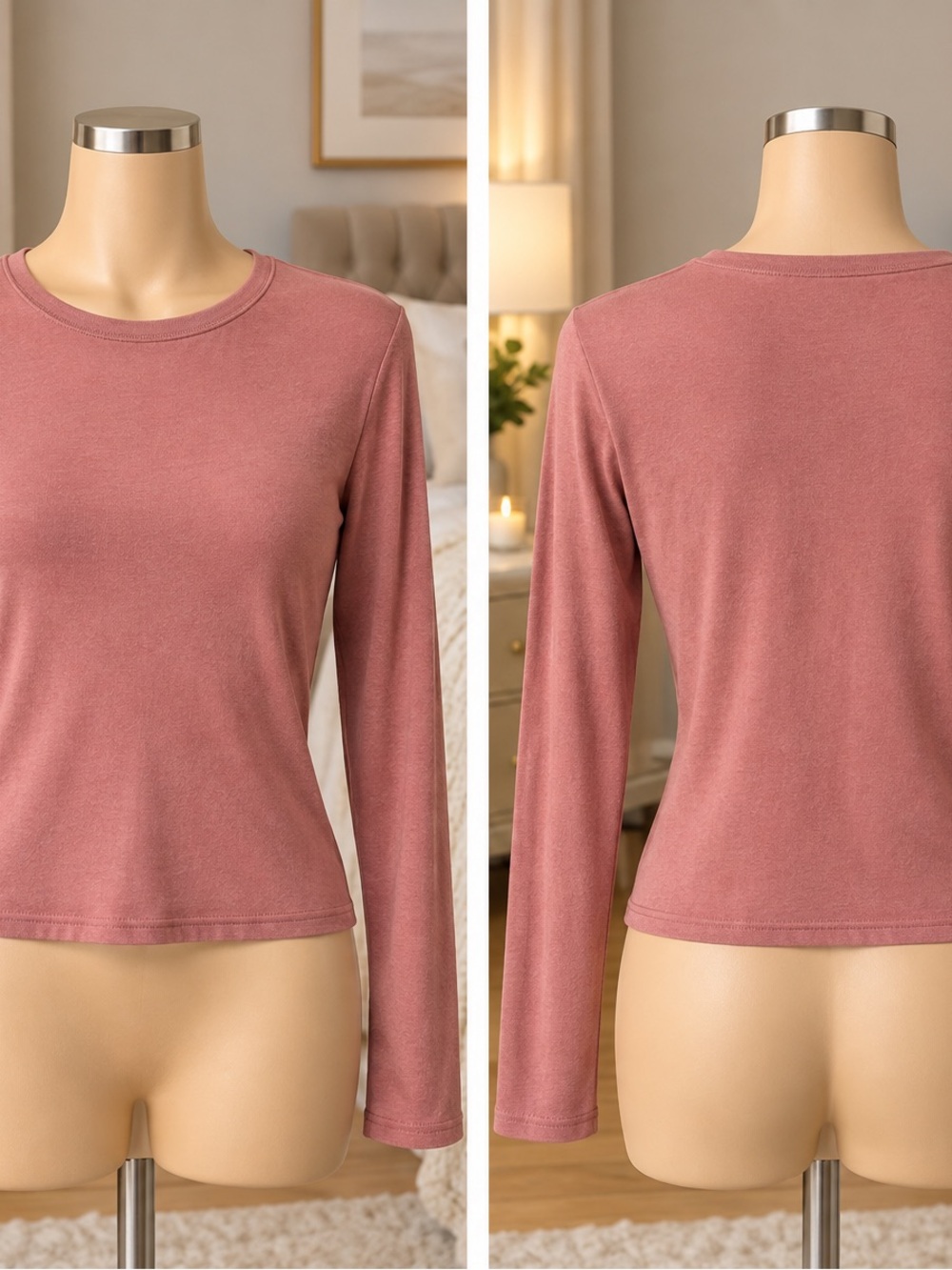 SHEIN Dusty Rose Long-Sleeve Crewneck Top
